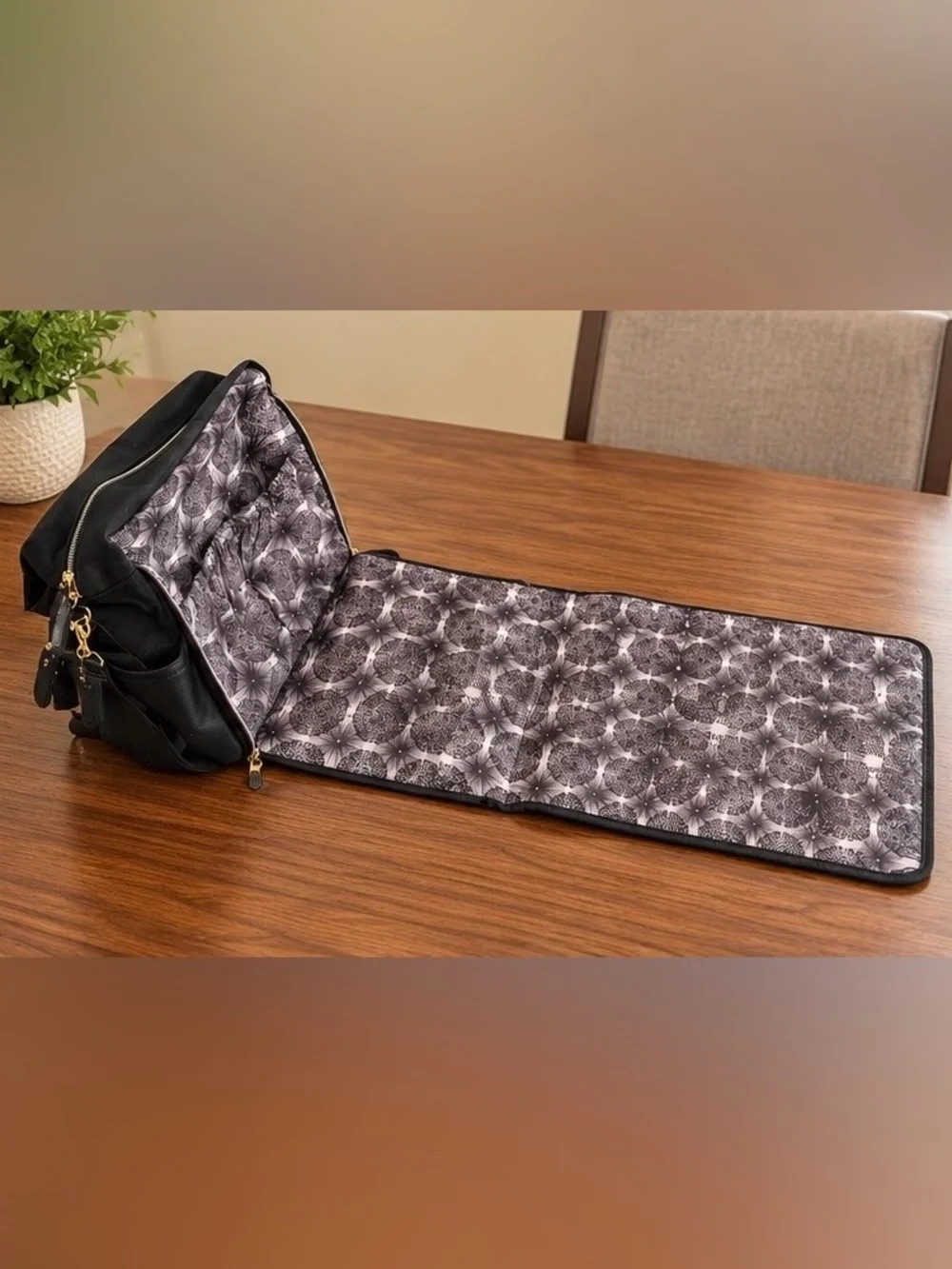 Petunia Pickle Bottom Black Leatherette Diaper Bag